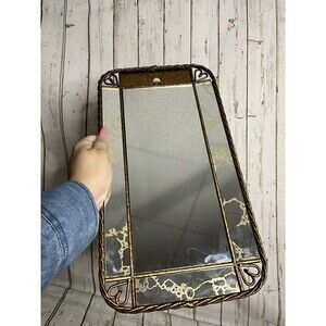 vintage Homco Mirror w gold Metal Frame Hanging or Tabletop decoration mcm